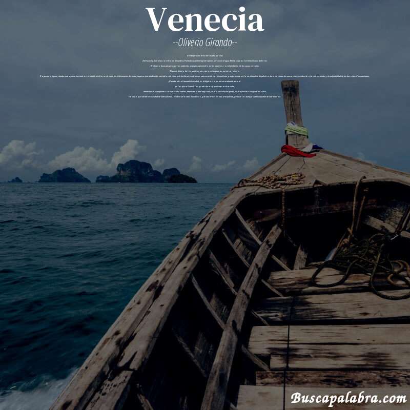 Poema venecia de Oliverio Girondo con fondo de barca
