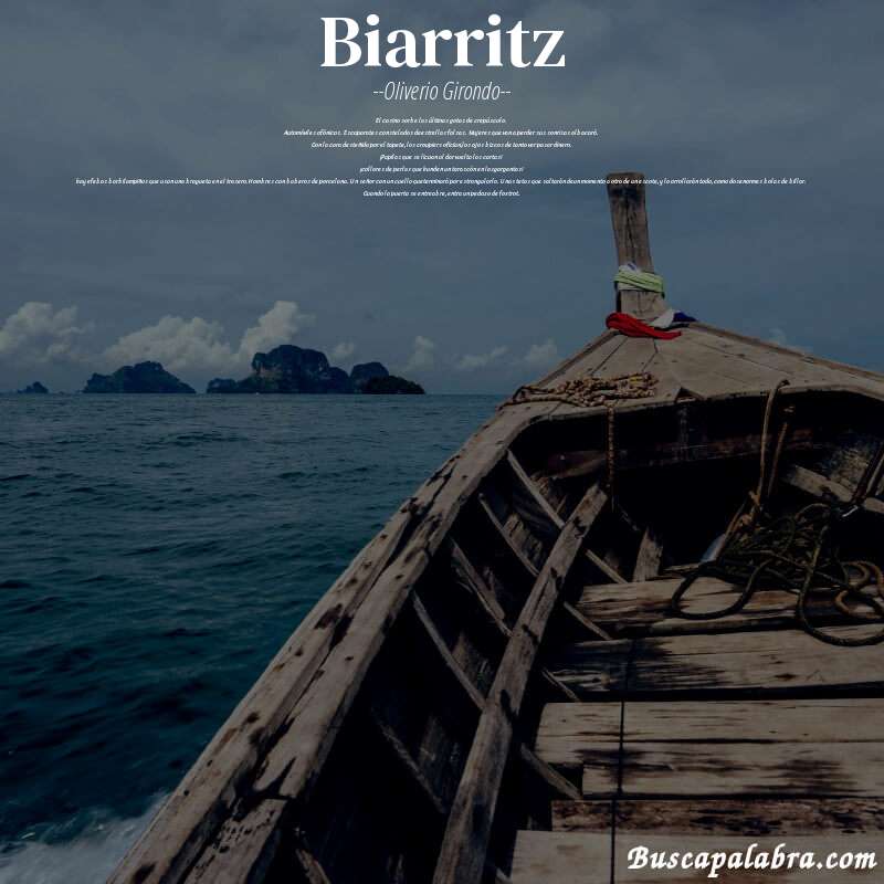 Poema biarritz de Oliverio Girondo con fondo de barca