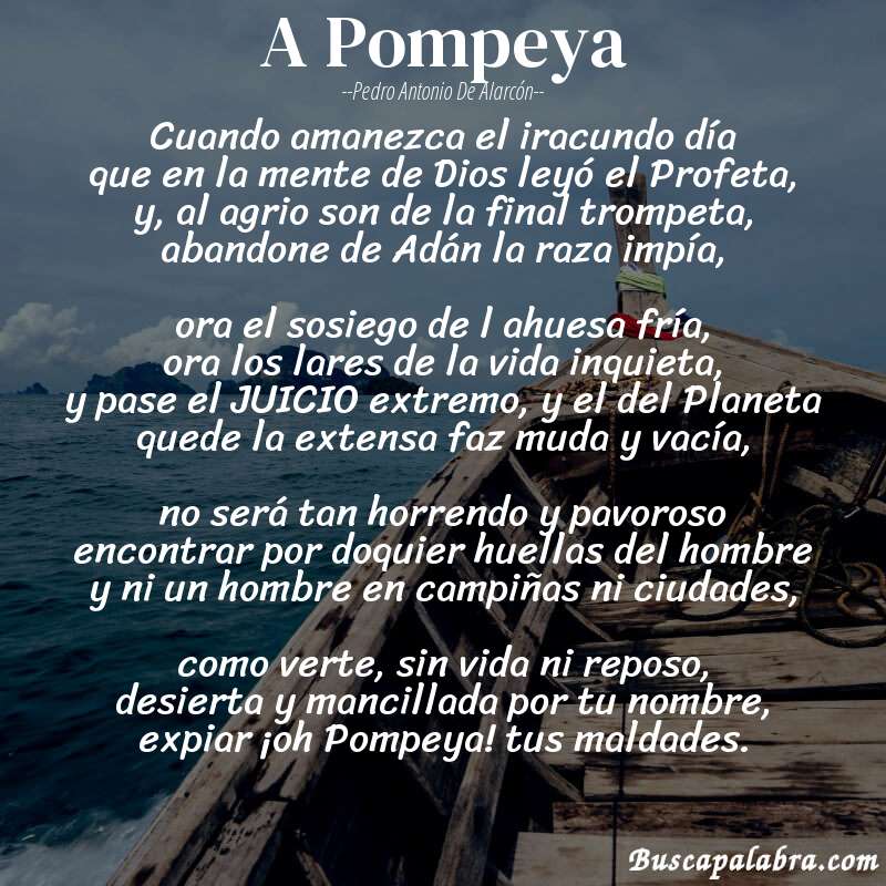 Poema A Pompeya de Pedro Antonio de Alarcón con fondo de barca