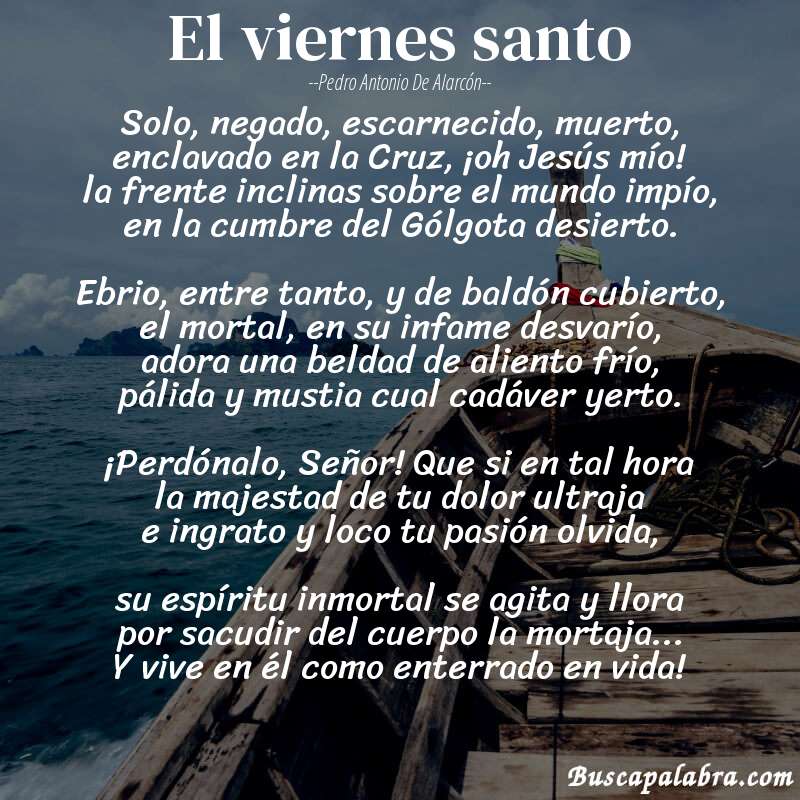 Poema El viernes santo de Pedro Antonio de Alarcón con fondo de barca
