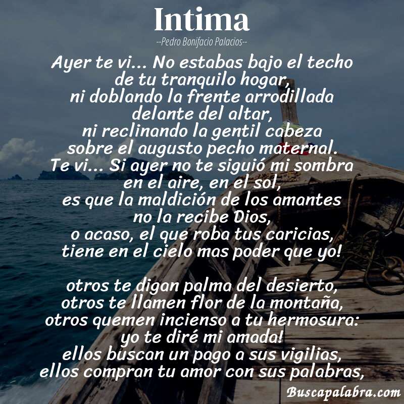 Poema intima de Pedro Bonifacio Palacios con fondo de barca