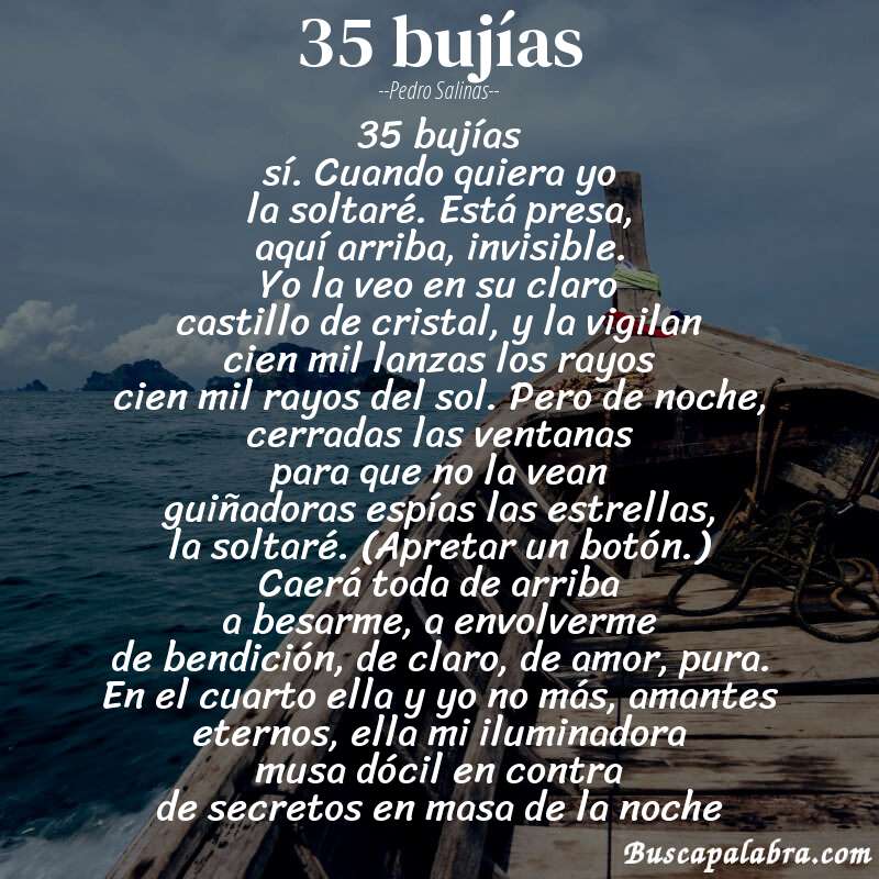Poema 35 bujías de Pedro Salinas con fondo de barca