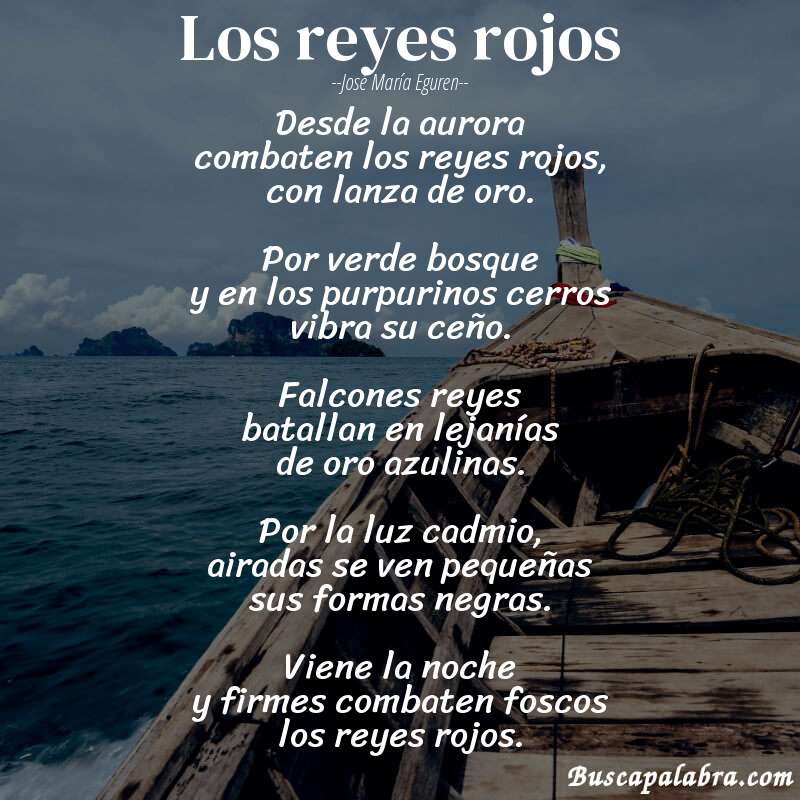 Poema los reyes rojos de José María Eguren con fondo de barca