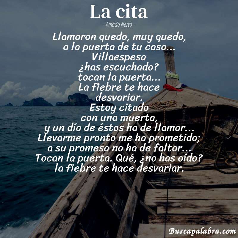 Poema la cita de Amado Nervo con fondo de barca