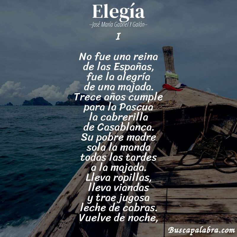Poema Elegía de José María Gabriel y Galán con fondo de barca