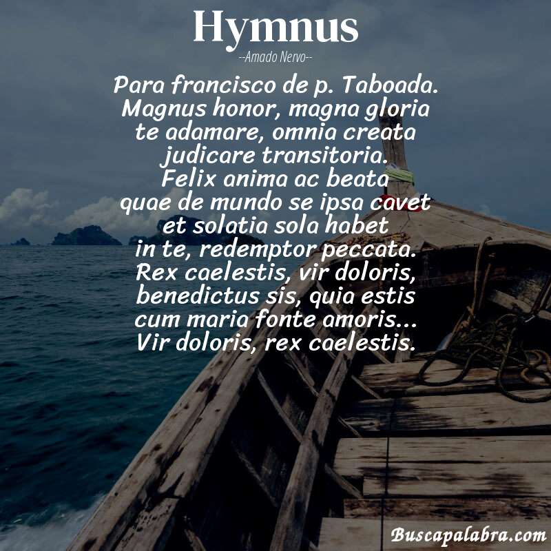 Poema hymnus de Amado Nervo con fondo de barca
