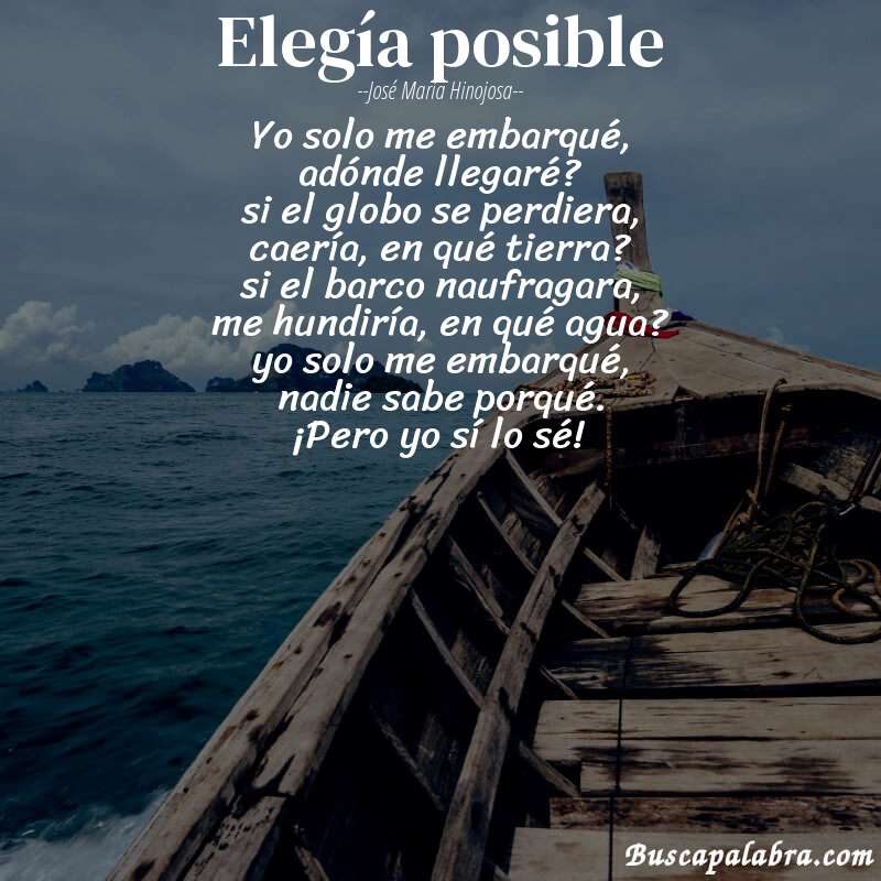 Poema elegía posible de José María Hinojosa con fondo de barca