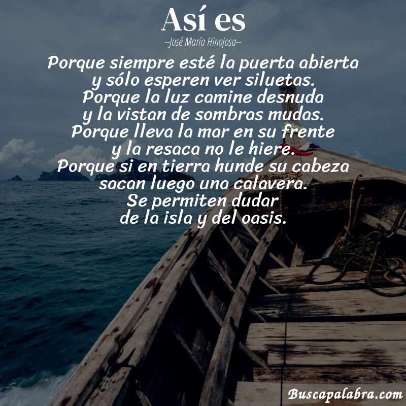 Poema así es de José María Hinojosa con fondo de barca