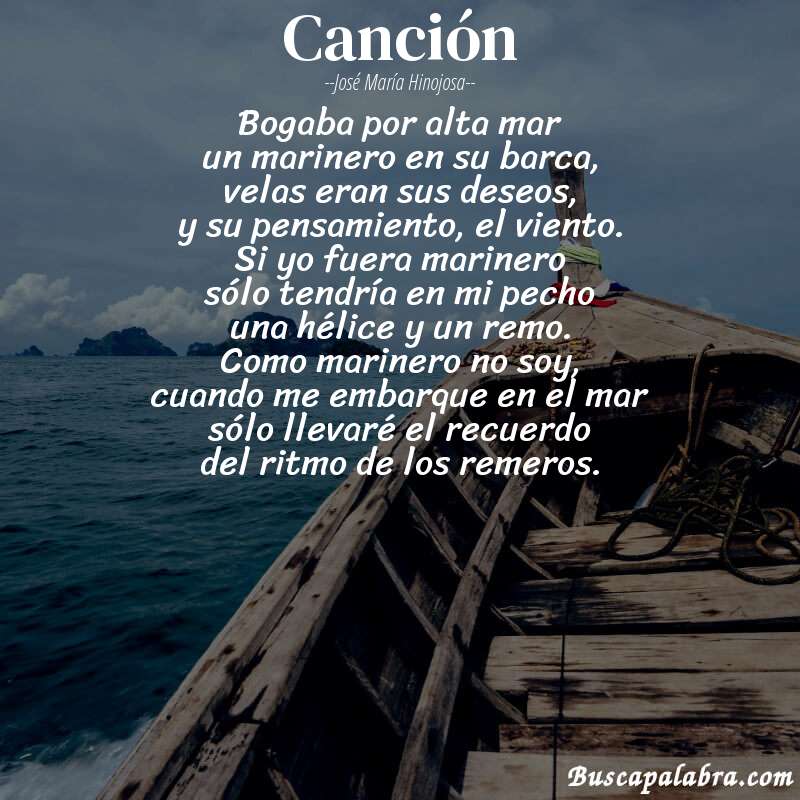 Poema canción de José María Hinojosa con fondo de barca