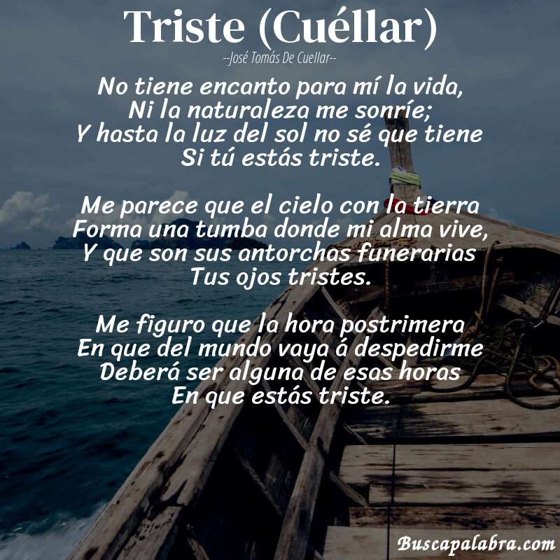 Poema Triste (Cuéllar) de José Tomás de Cuellar con fondo de barca