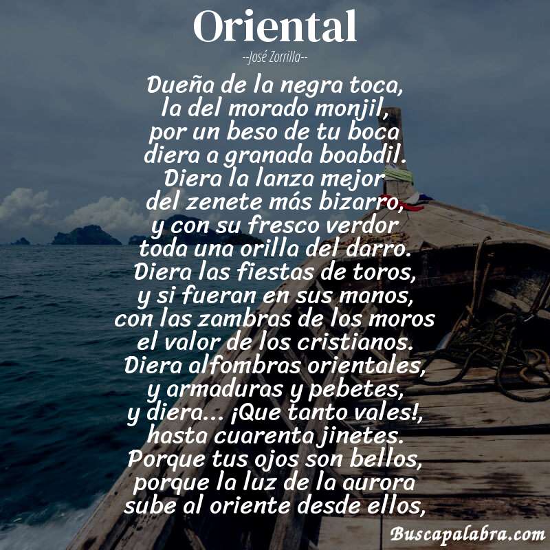 Poema oriental de José Zorrilla con fondo de barca