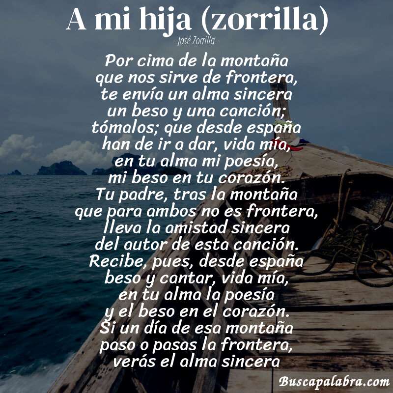 Poema a mi hija (zorrilla) de José Zorrilla con fondo de barca