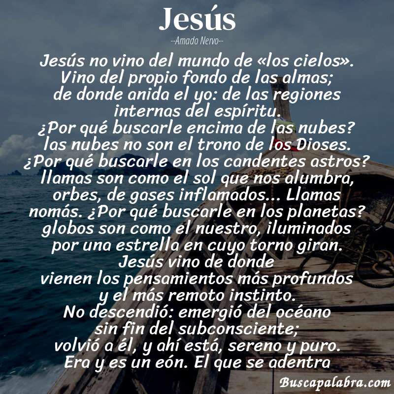 Poema jesús de Amado Nervo con fondo de barca