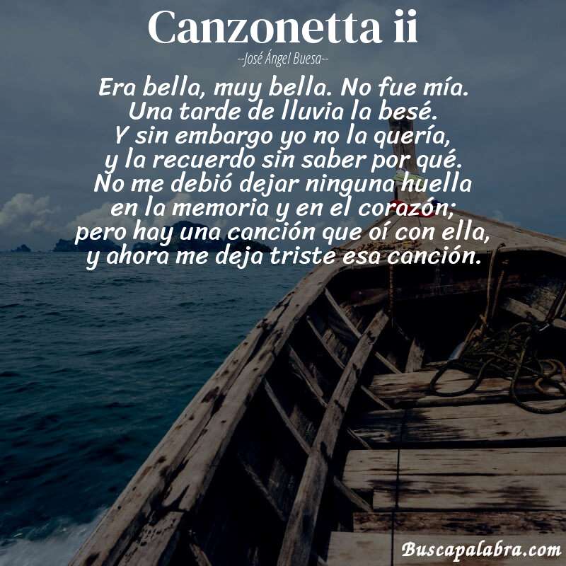 Poema canzonetta ii de José Ángel Buesa con fondo de barca