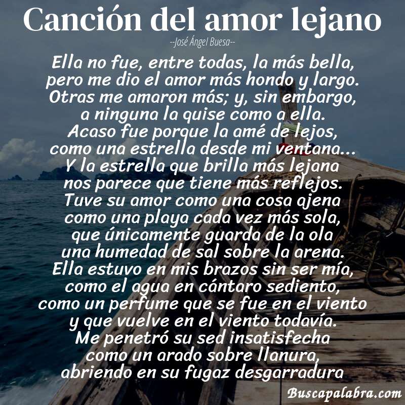 Poema canción del amor lejano de José Ángel Buesa con fondo de barca