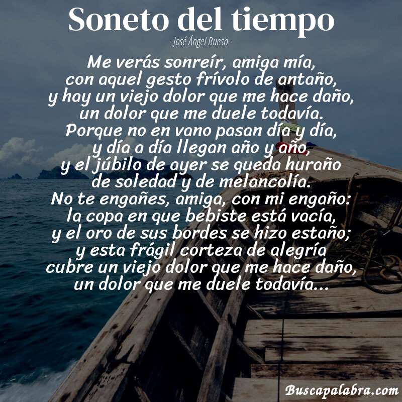Poema soneto del tiempo de José Ángel Buesa con fondo de barca