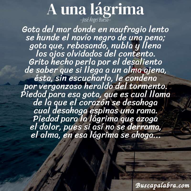 Poema a una lágrima de José Ángel Buesa con fondo de barca