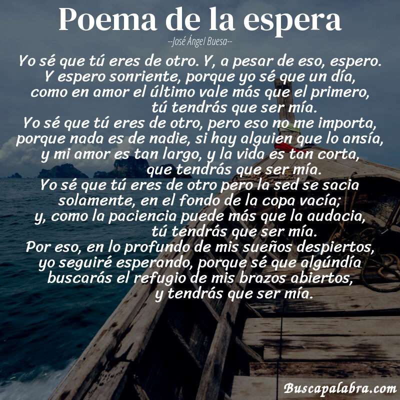 Poema poema de la espera de José Ángel Buesa con fondo de barca