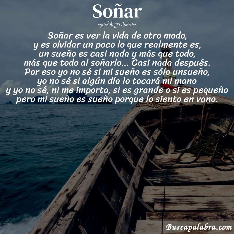 Poema soñar de José Ángel Buesa con fondo de barca