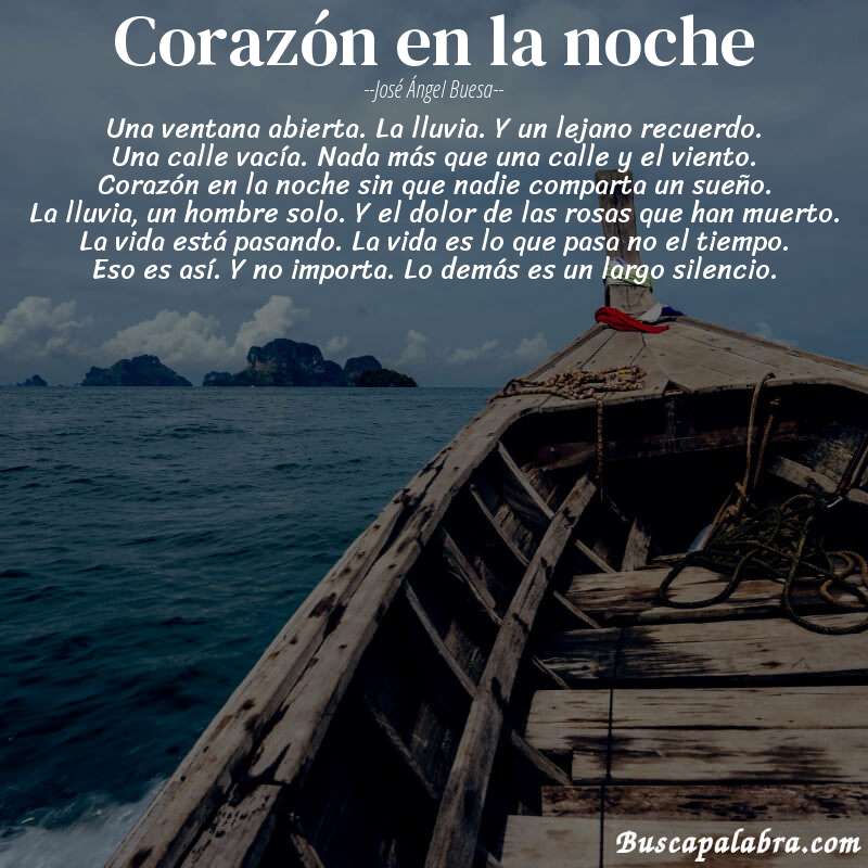 Poema corazón en la noche de José Ángel Buesa con fondo de barca