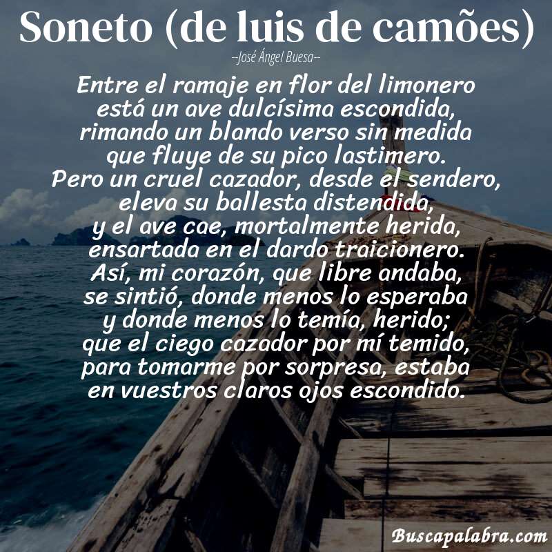 Poema soneto (de luis de camões) de José Ángel Buesa con fondo de barca