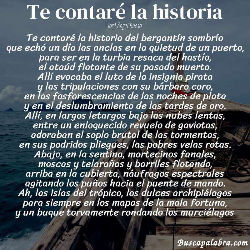 Poema te contaré la historia de José Ángel Buesa con fondo de barca