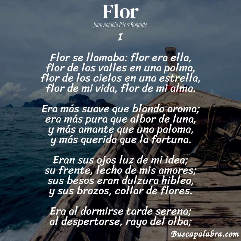 Poema Flor de Juan Antonio Pérez Bonalde con fondo de barca