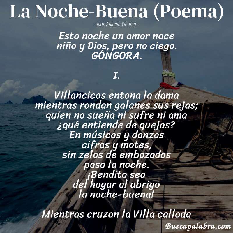 Poema La Noche-Buena (Poema) de Juan Antonio Viedma con fondo de barca