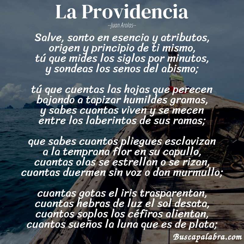 Poema La Providencia de Juan Arolas con fondo de barca