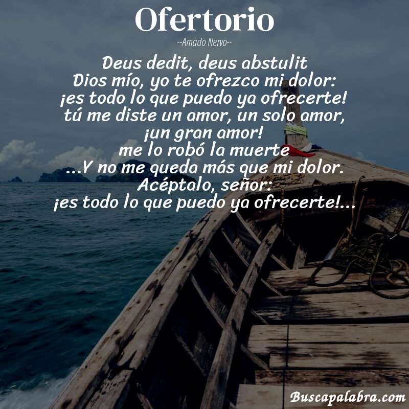 Poema ofertorio de Amado Nervo con fondo de barca