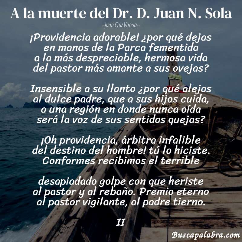 Poema A la muerte del Dr. D. Juan N. Sola de Juan Cruz Varela con fondo de barca