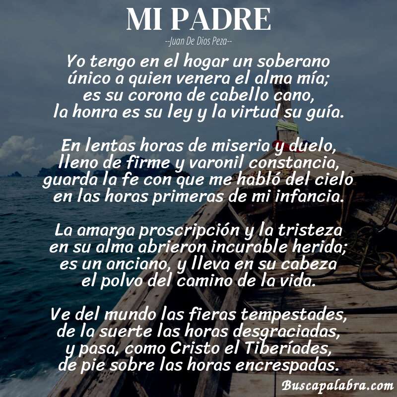 Poema MI PADRE de Juan de Dios Peza con fondo de barca