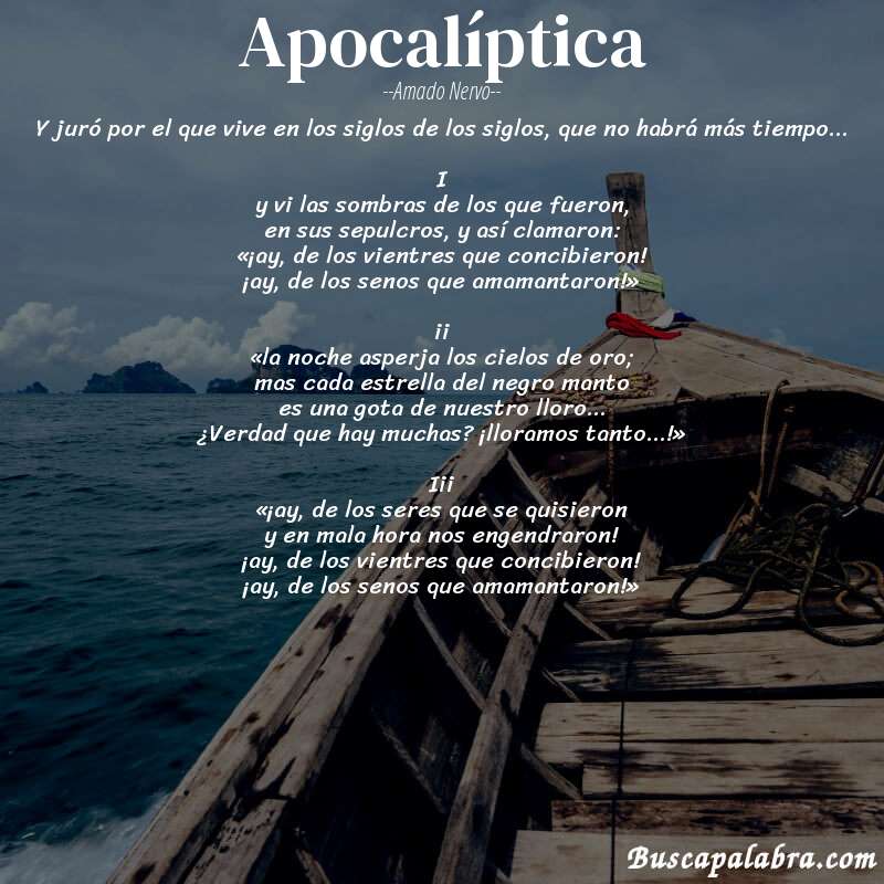 Poema apocalíptica de Amado Nervo con fondo de barca