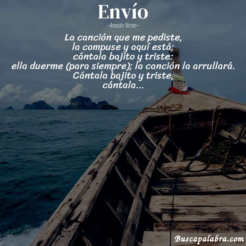 Poema envío de Amado Nervo con fondo de barca