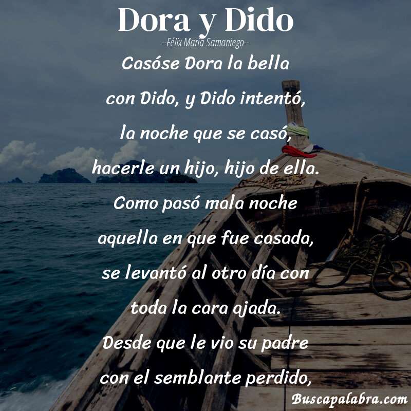 Poema Dora y Dido de Félix María Samaniego con fondo de barca