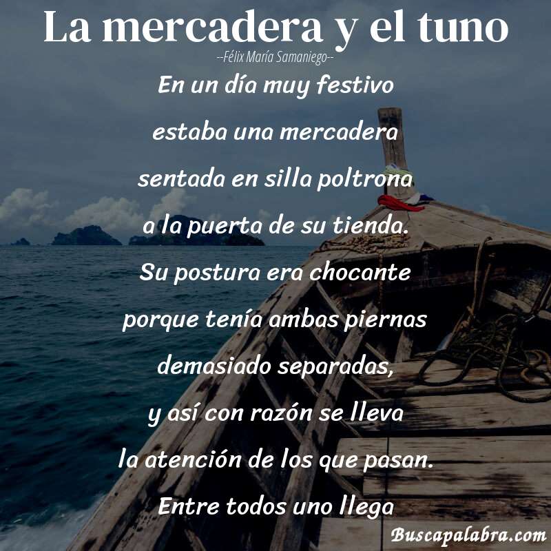 Poema La mercadera y el tuno de Félix María Samaniego con fondo de barca