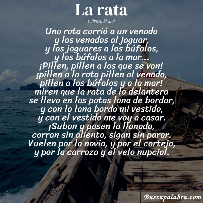 Poema la rata de Gabriela Mistral con fondo de barca