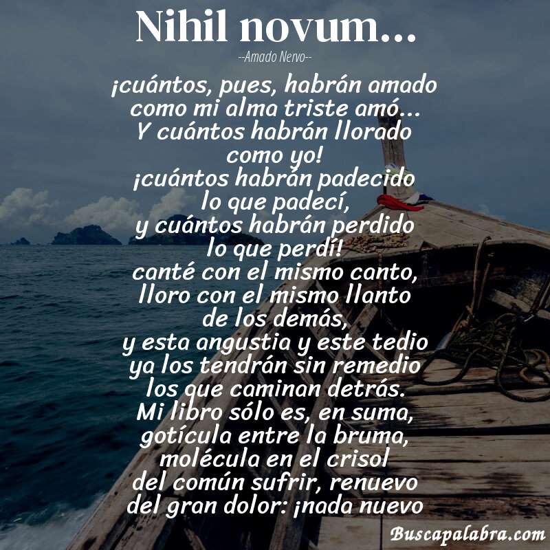 Poema nihil novum... de Amado Nervo con fondo de barca