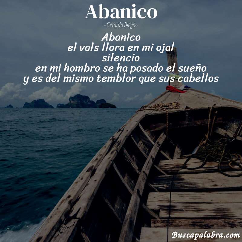 Poema abanico de Gerardo Diego con fondo de barca
