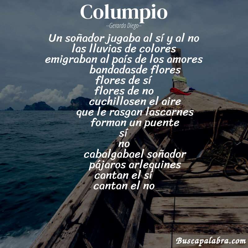 Poema columpio de Gerardo Diego con fondo de barca