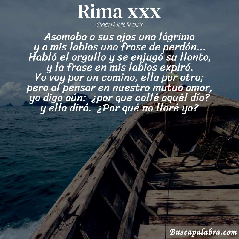 Poema rima xxx de Gustavo Adolfo Bécquer con fondo de barca
