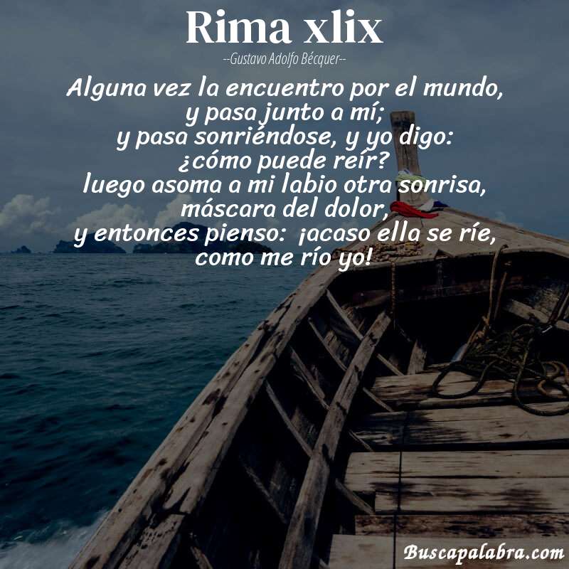 Poema rima xlix de Gustavo Adolfo Bécquer con fondo de barca