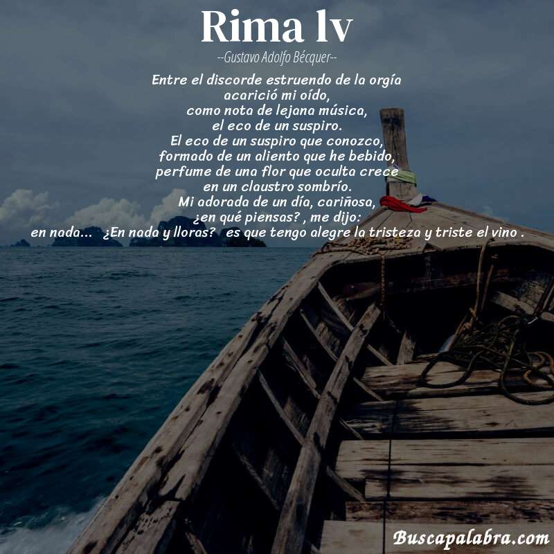 Poema rima lv de Gustavo Adolfo Bécquer con fondo de barca