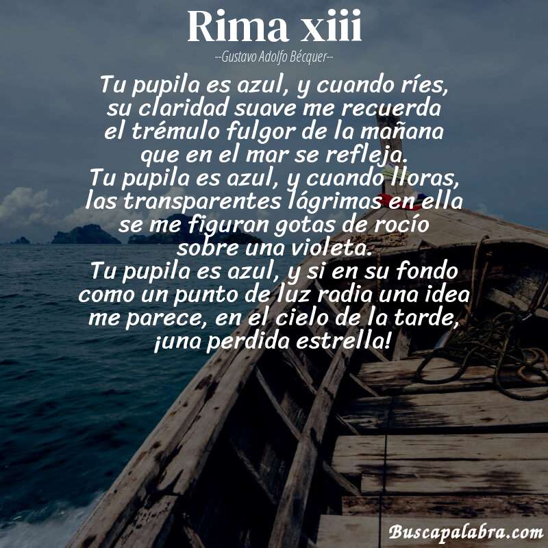 Poema rima xiii de Gustavo Adolfo Bécquer con fondo de barca