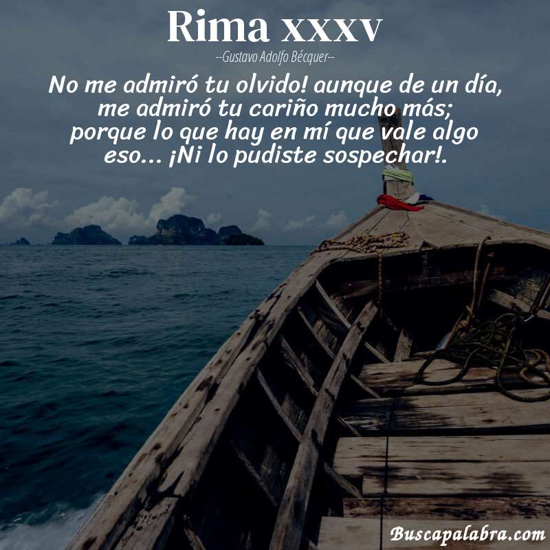 Poema rima xxxv de Gustavo Adolfo Bécquer con fondo de barca