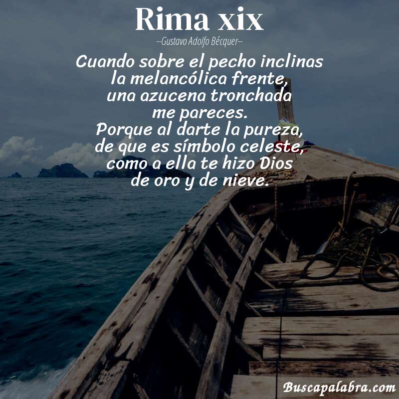 Poema rima xix de Gustavo Adolfo Bécquer con fondo de barca