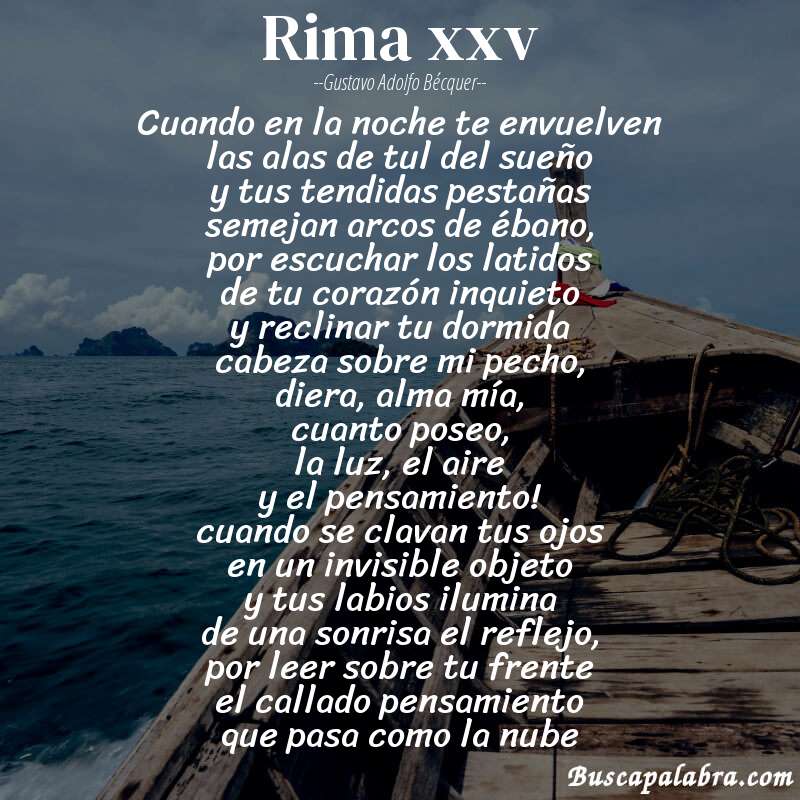 Poema rima xxv de Gustavo Adolfo Bécquer con fondo de barca