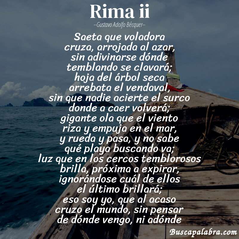 Poema rima ii de Gustavo Adolfo Bécquer con fondo de barca