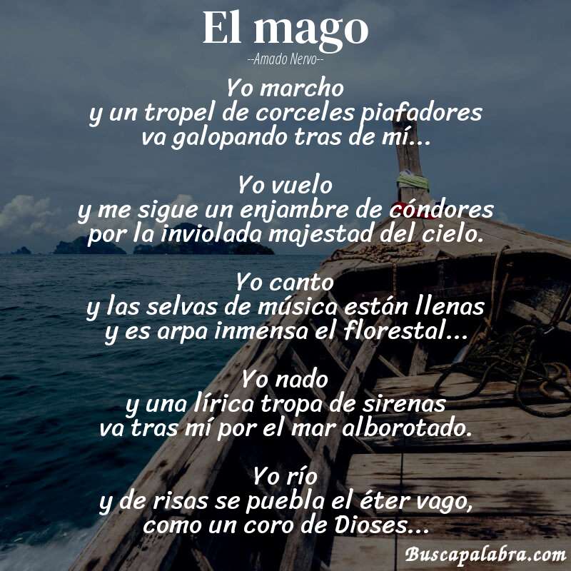 Poema El mago de Amado Nervo con fondo de barca