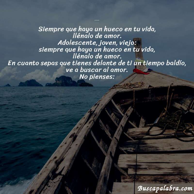 Poema Llénalo de amor de Amado Nervo con fondo de barca